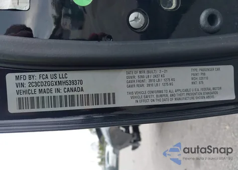 2021 Dodge Challenger Sxt Awd from USA, damaged, VIN 2C3CDZGGXMH539370